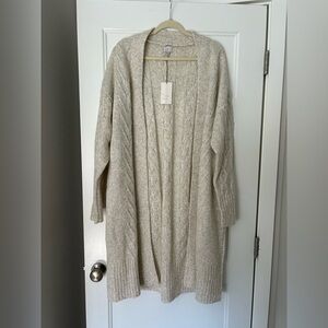 A NEW DAY Cozy Cream Open-Front Sweater CABLE KNIT CARDIGAN L LARGE NEW!
